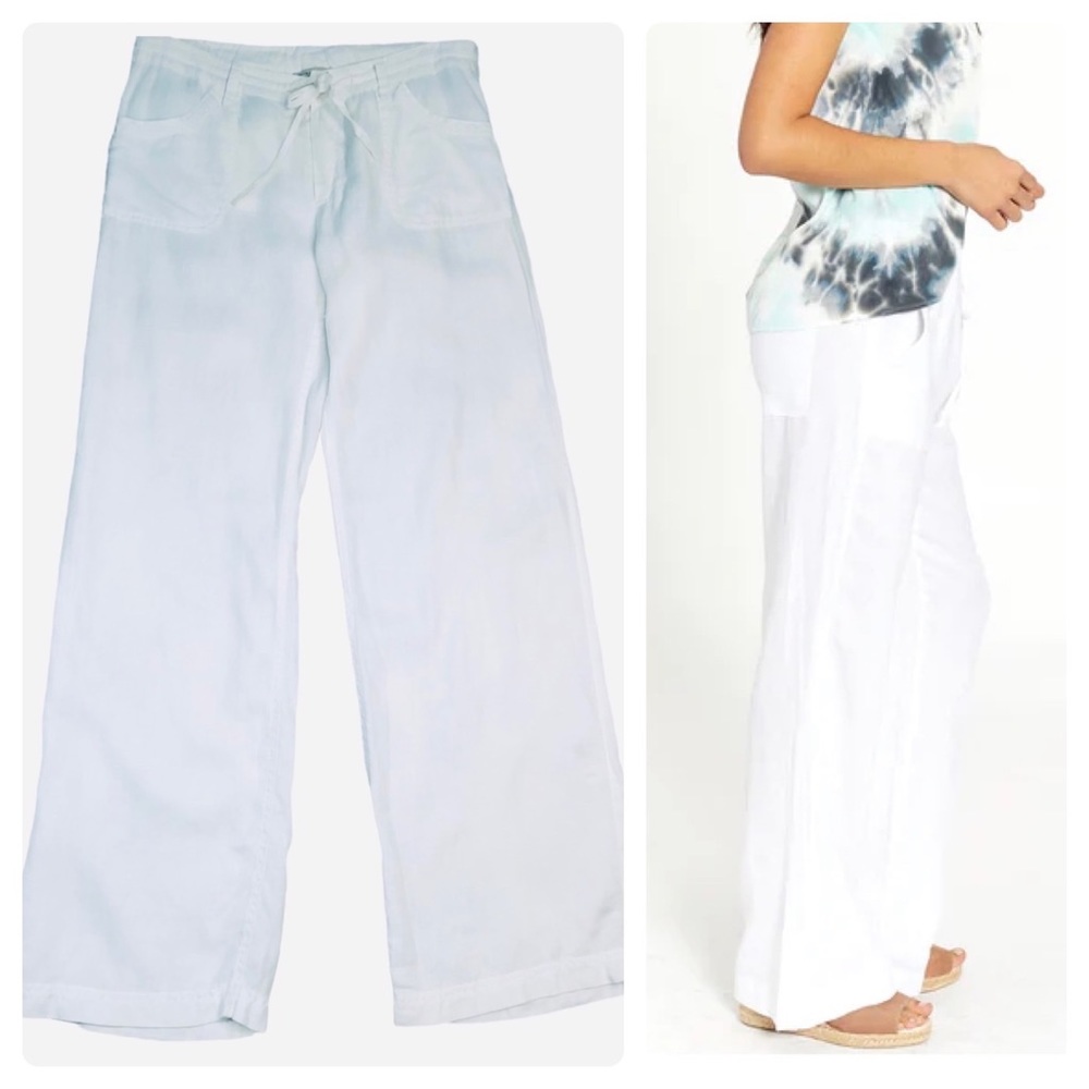 White + Warren | 100% Linen Drawstring Waistband & Zipper Closure Pants - 6
